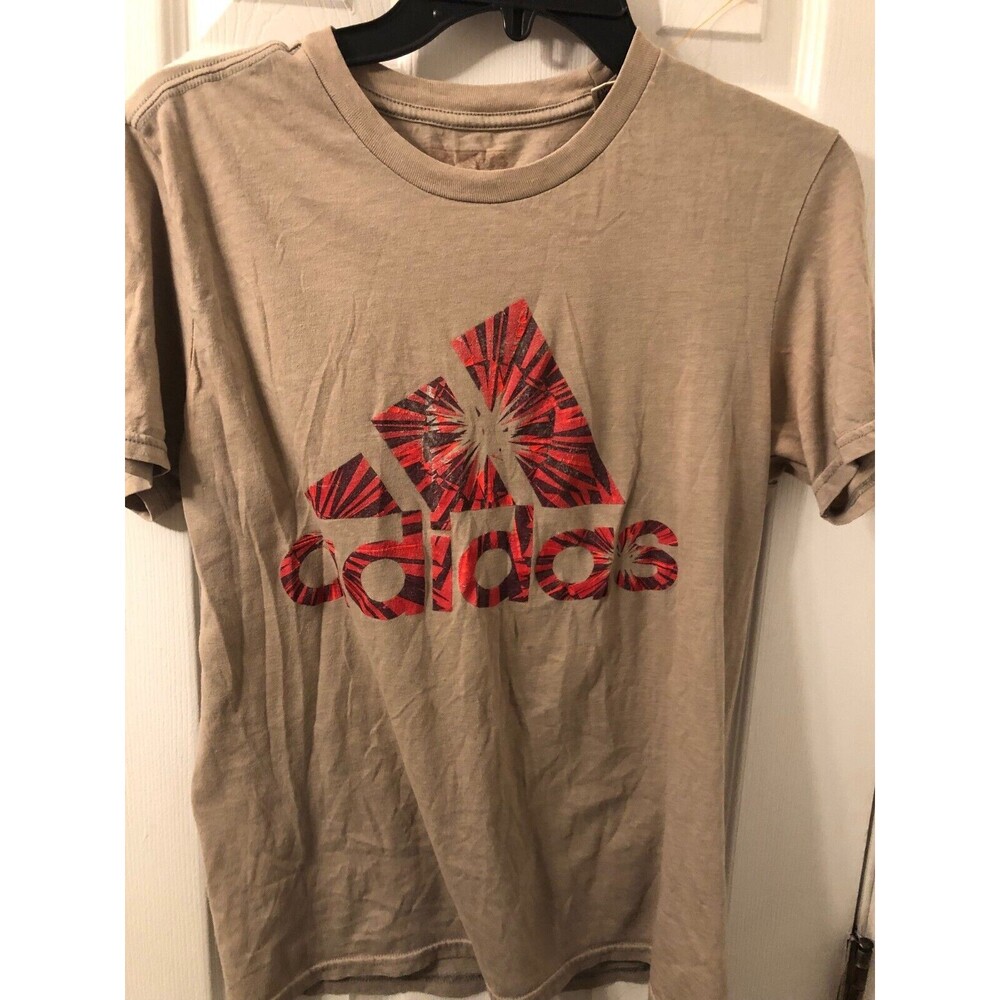 Adidas Shirt Men's Large Red Big Logo Athletic Sports Graphic Tee